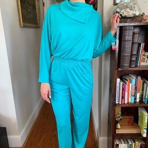 Vintage Teal Jump Suit- NWT Super Comfy